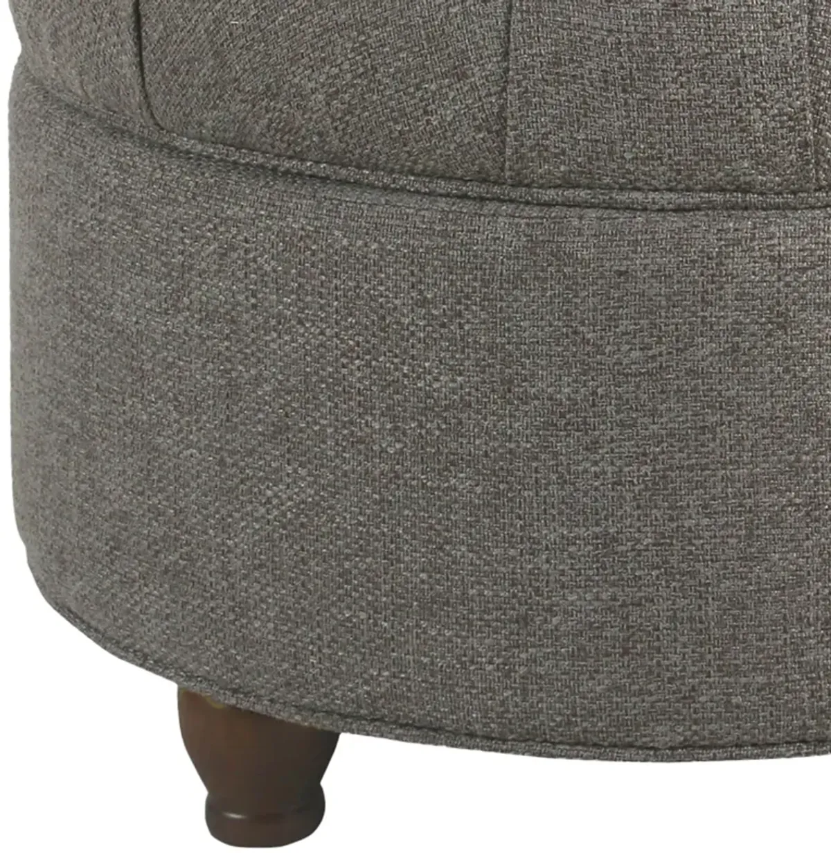 Fabric Upholstered Wooden Ottoman with Tufted Lift Off Lid Storage, Dark Gray - Benzara