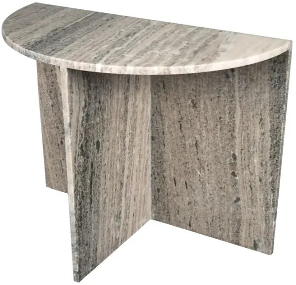 Patrice 24" Art Deco Minimalist Natural Marble Handmade Demilune Side Table