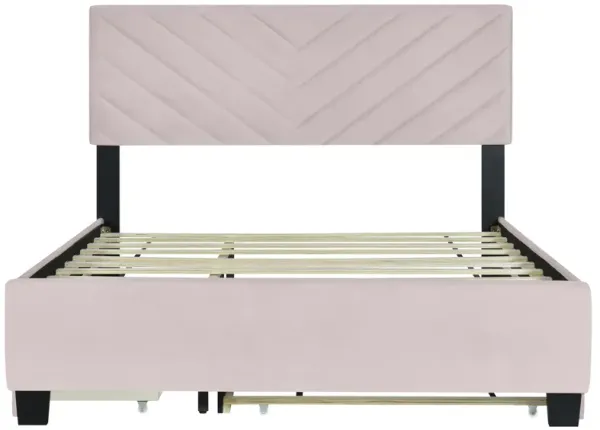 Merax Flannel Platform Bed with Drawers