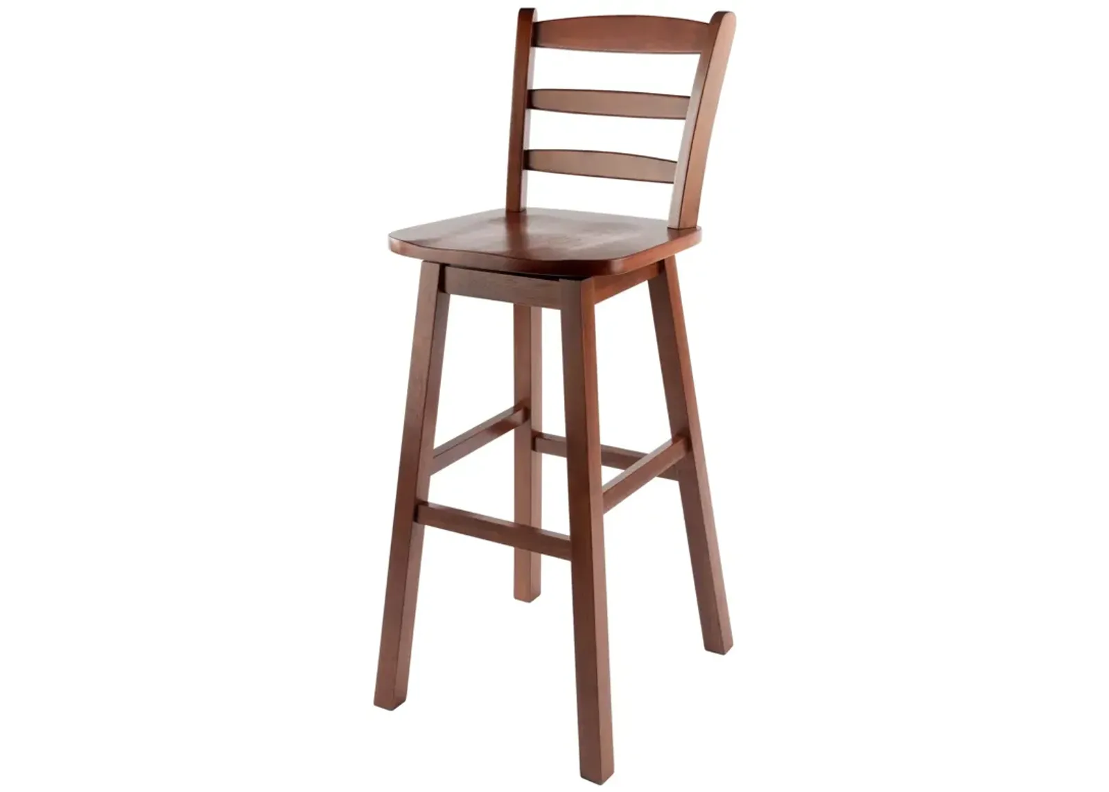 Scalera Ladder Back Swivel Bar Stool - Classic Design, Solid Wood Construction, Comfortable Seat, Walnut Finish - Ergode