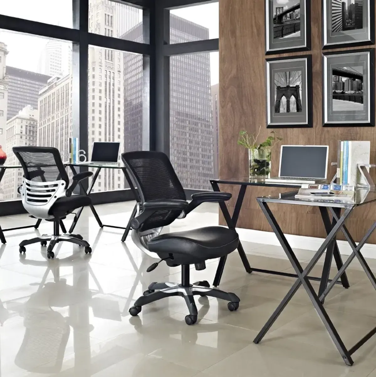 Hivvago Modern Back Ergonomic Office Chair  with Flip-up Arms