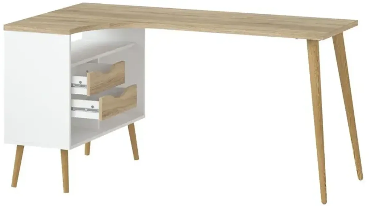 Tvilum Diana 2 Drawer, 3 Shelf Desk, White/Oak Structure