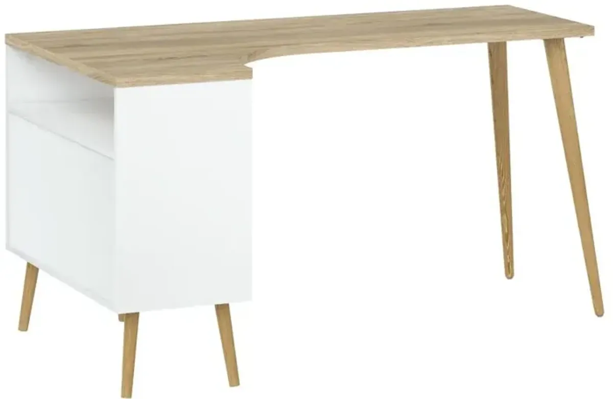 Tvilum Diana 2 Drawer, 3 Shelf Desk, White/Oak Structure