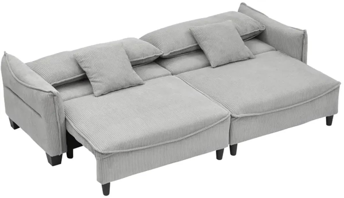 Merax Corduroy Fabric Loveseat Sofa Bed with Pillows