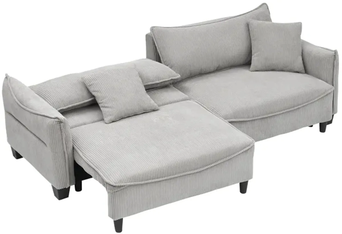 Merax Corduroy Fabric Loveseat Sofa Bed with Pillows