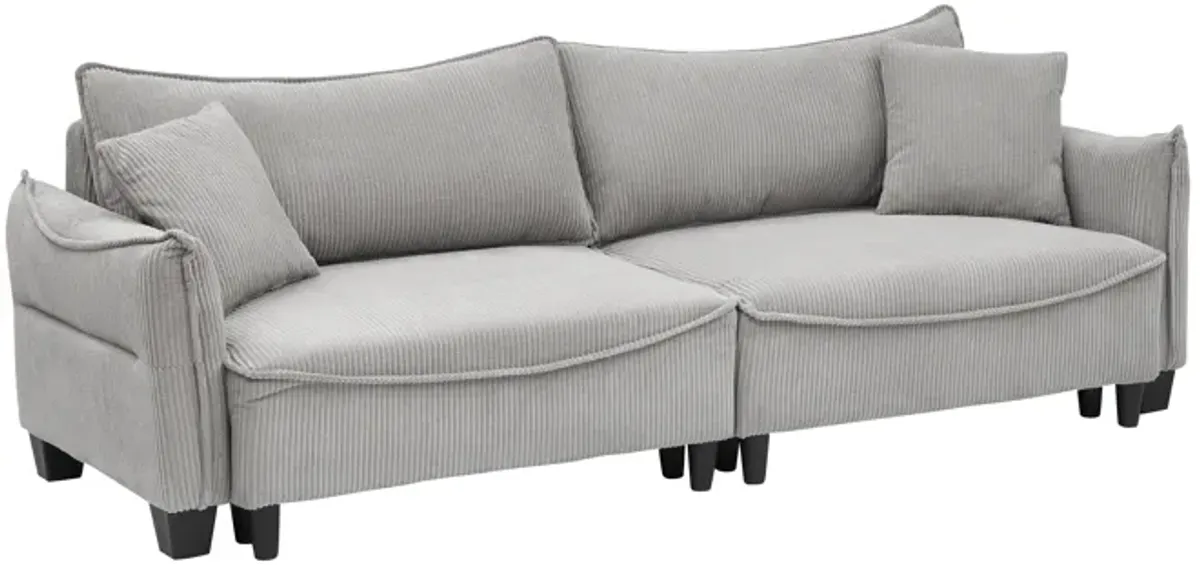 Merax Corduroy Fabric Loveseat Sofa Bed with Pillows