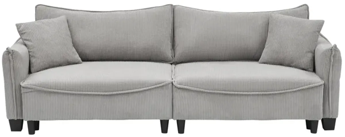 Merax Corduroy Fabric Loveseat Sofa Bed with Pillows