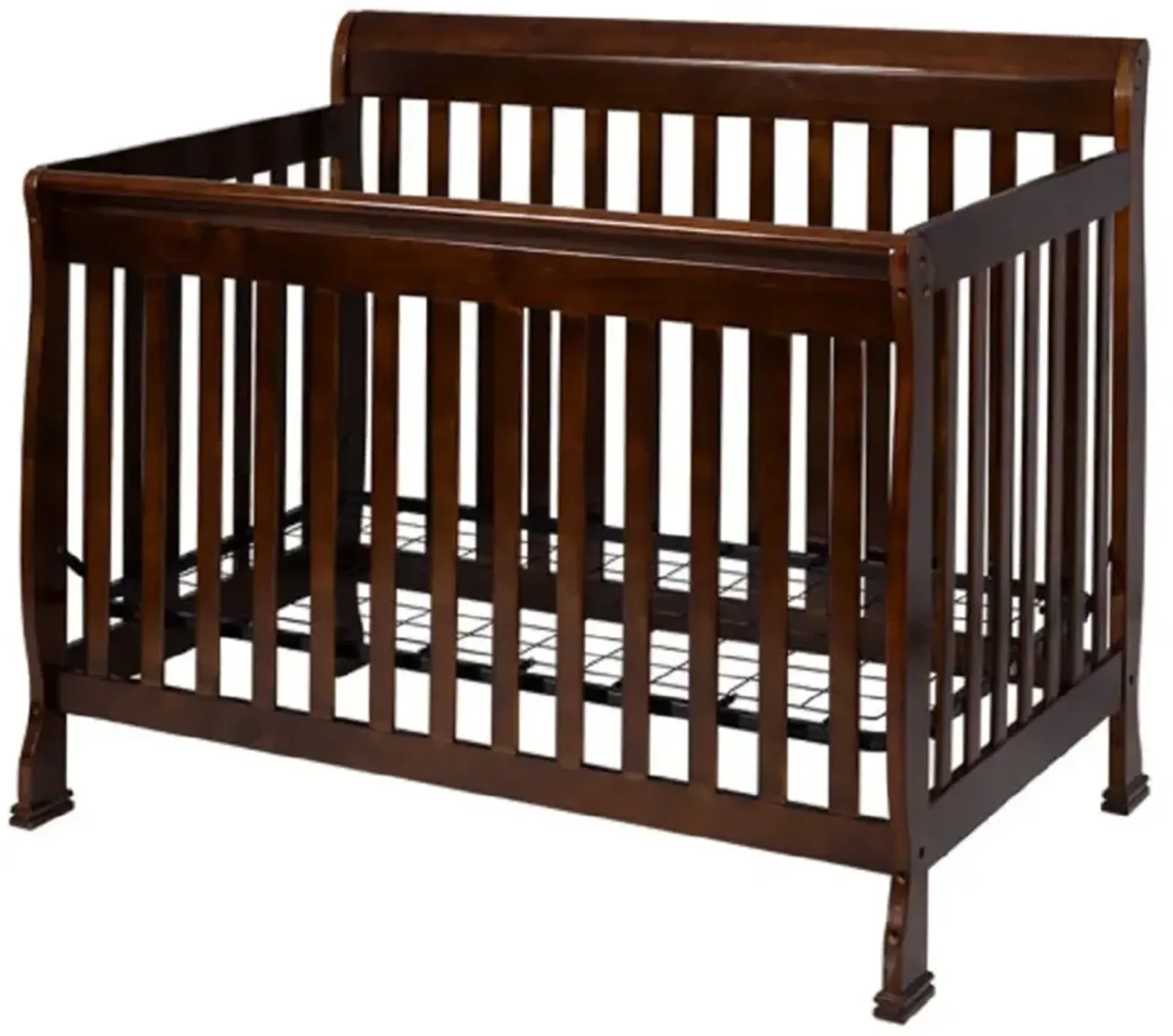 Coffee Pine Wood Baby Toddler Bed Convertible Crib