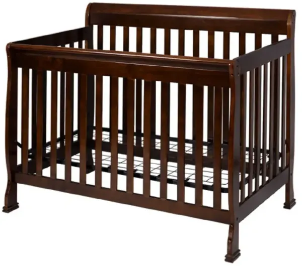 Coffee Pine Wood Baby Toddler Bed Convertible Crib