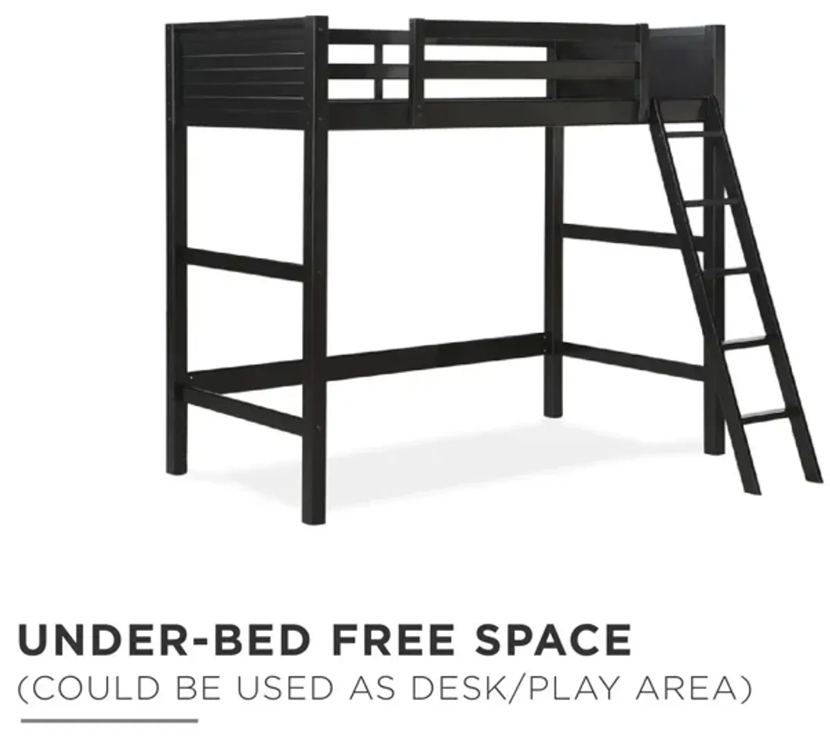 Atwater Living Rollins Twin Wooden Loft Bed with Ladder and Safety Railings