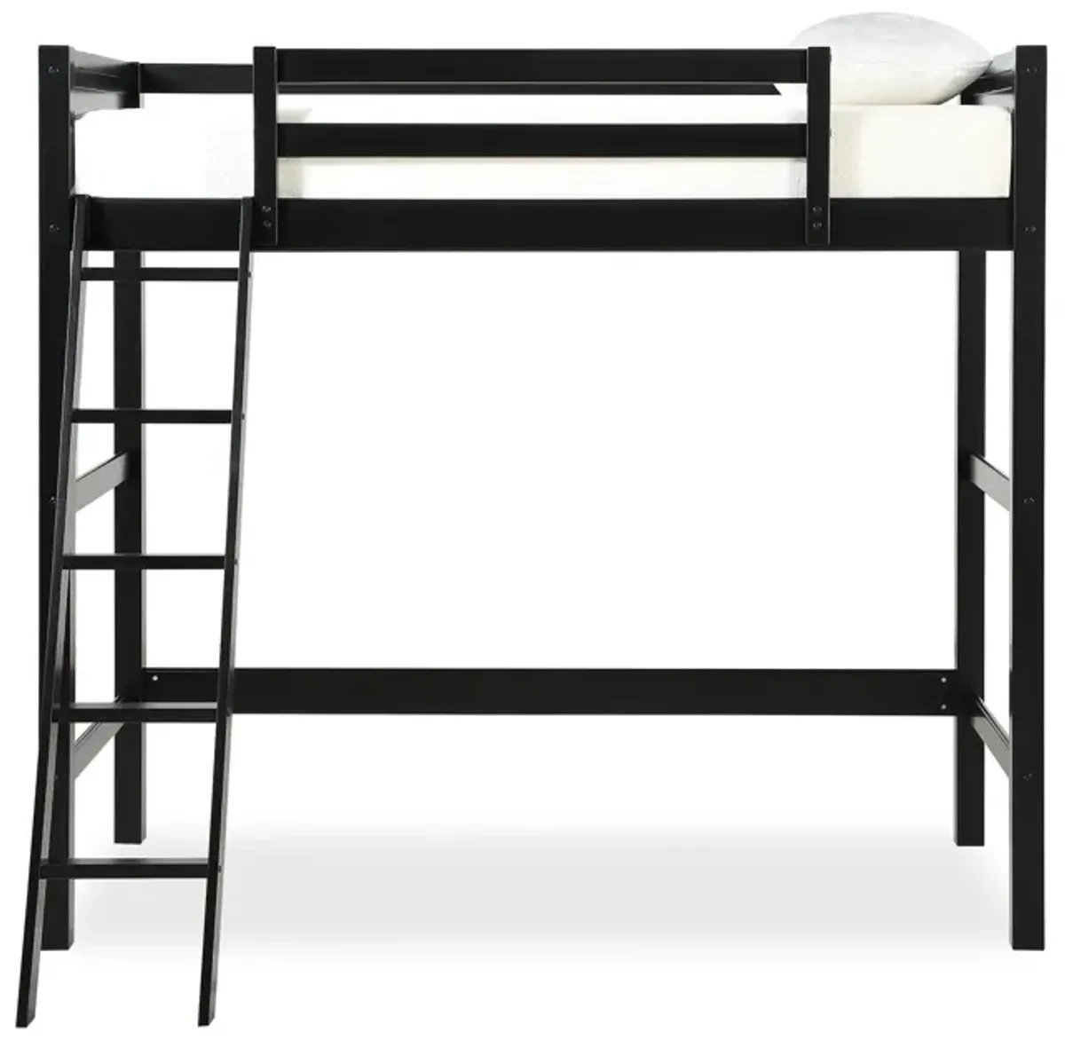 Atwater Living Rollins Twin Wooden Loft Bed with Ladder and Safety Railings