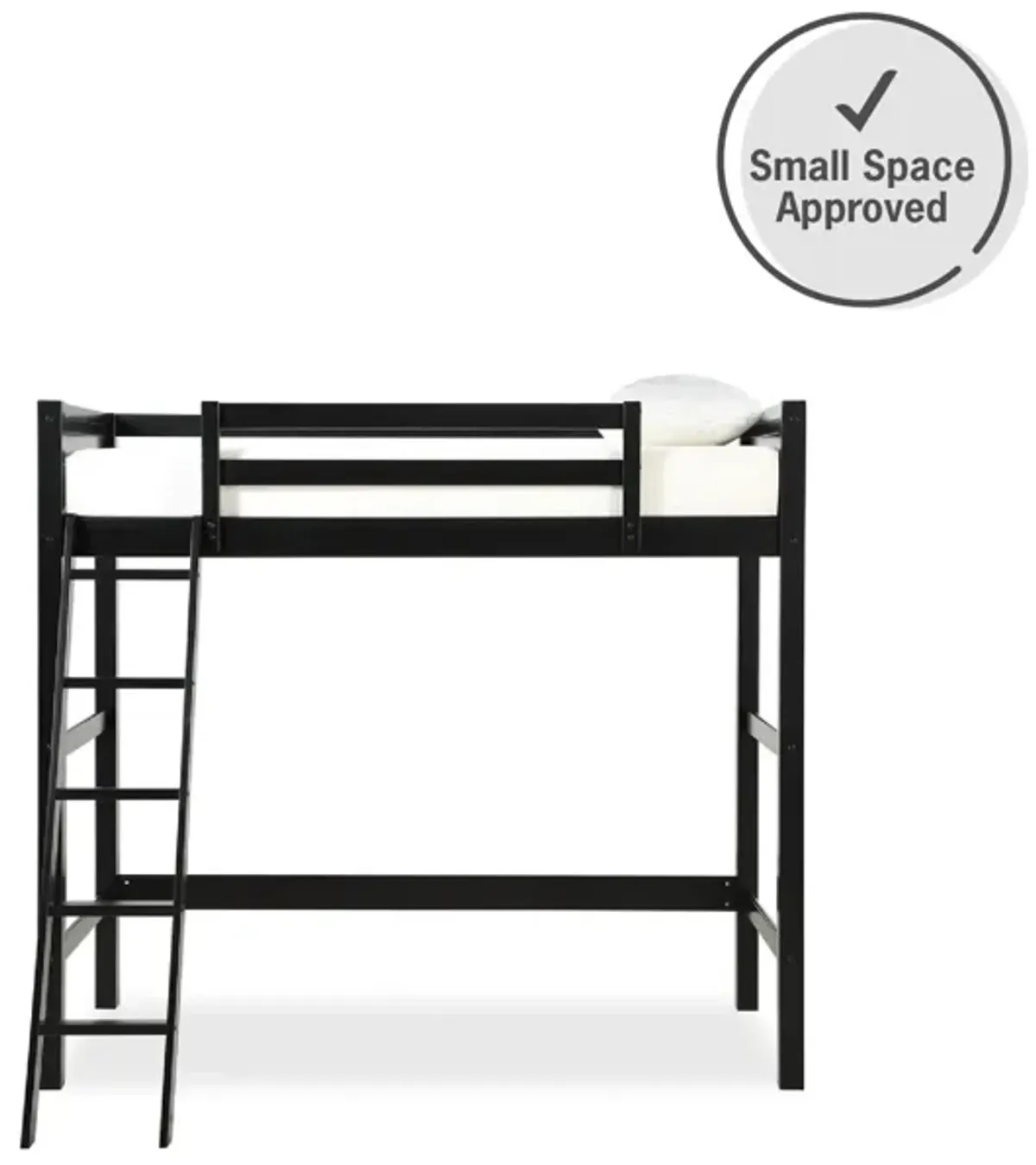 Atwater Living Rollins Twin Wooden Loft Bed with Ladder and Safety Railings