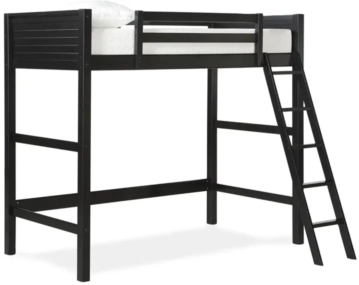 Atwater Living Rollins Twin Wooden Loft Bed with Ladder and Safety Railings