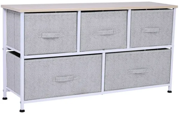 40"  Storage Cube Dresser Unit Shelf Organizer with 5 Fabric Drawer Bins