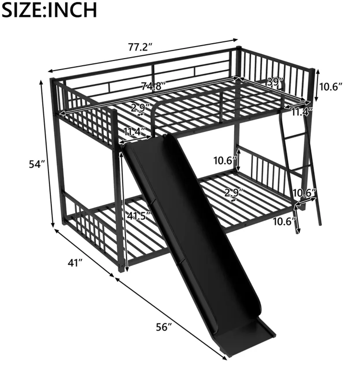 Merax Modern Bunk Bed with Slide Ladder