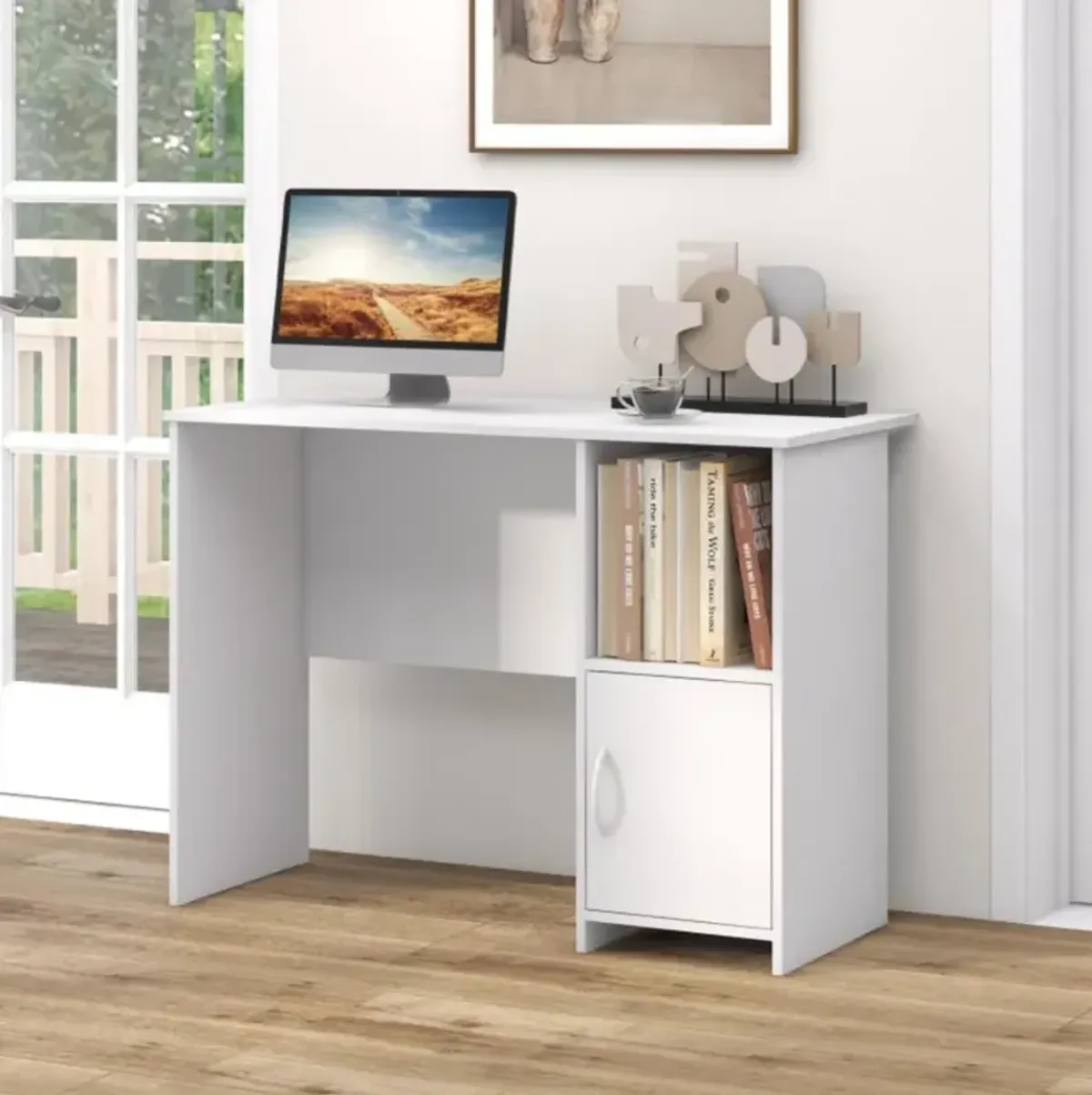 Hivvago Modern Computer Desk with Cabinet