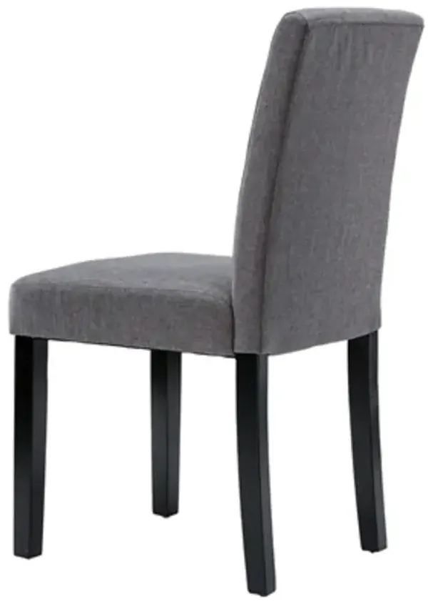 Hivvago Set of 2   Grey Fabric Dining Chairs with Black Wood Legs