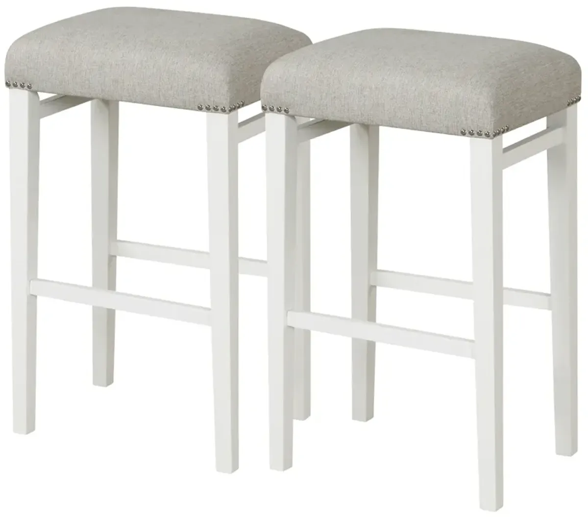 2 Pieces Backless Barstools with Padded Seat Cushions