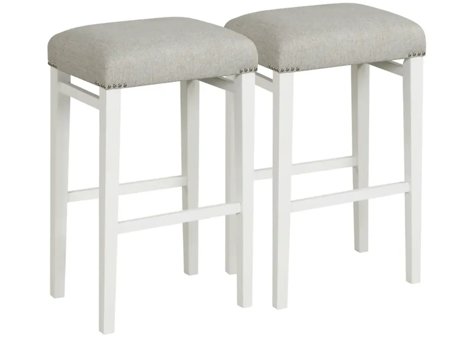 2 Pieces Backless Barstools with Padded Seat Cushions