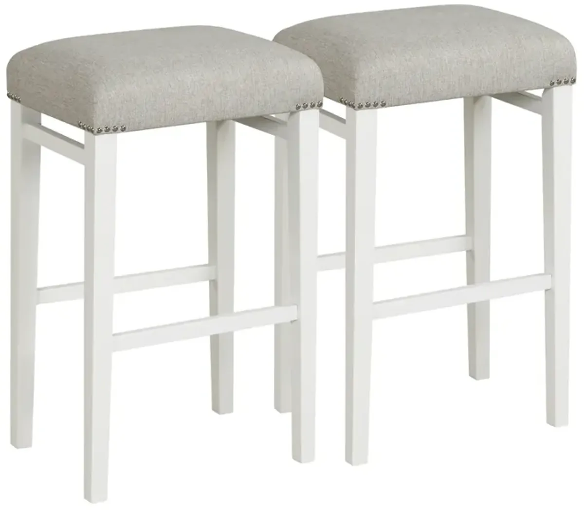 2 Pieces Backless Barstools with Padded Seat Cushions