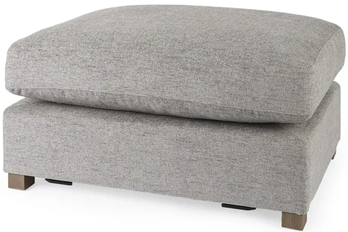 Gray Fabric Covered Half Ottoman