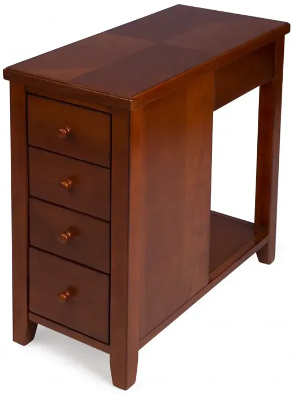 Hivvago 24 Inch Medium Brown Manufactured Wood Rectangular End Table With Four Drawers And Shelf