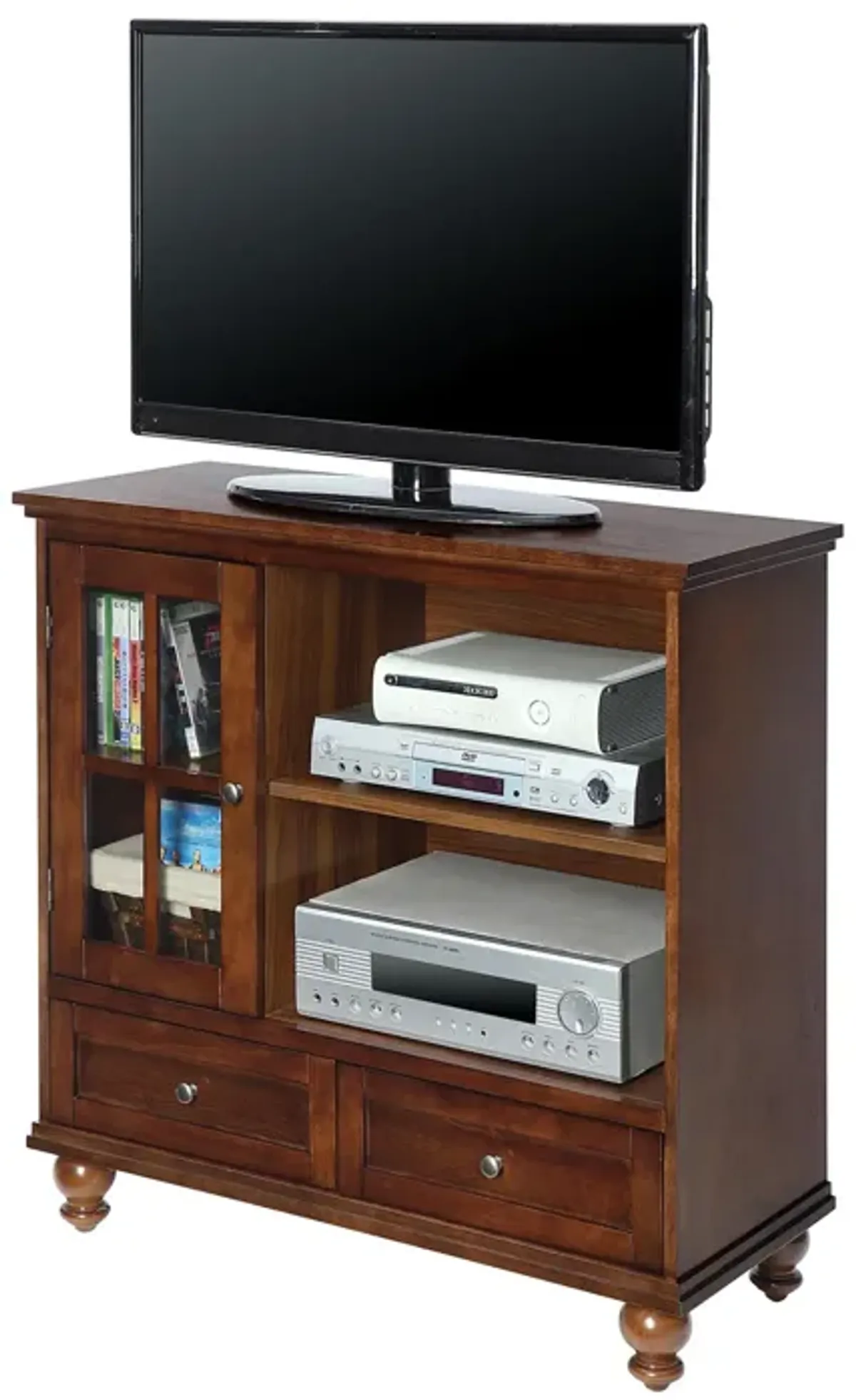 Convenience Concepts Tahoe Highboy 2 Drawer TV Stand with Storage Cabinet and Shelves