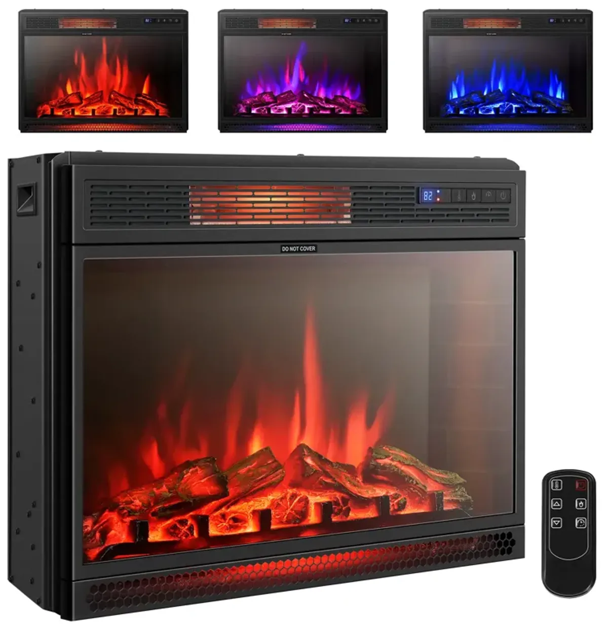 28 Inch Electric Freestanding and Recessed Fireplace with Remote