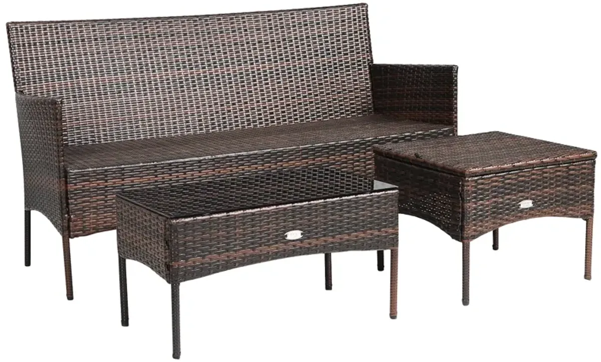 3 Pieces Patio Furniture Sectional Set with 5 Cozy Cushions