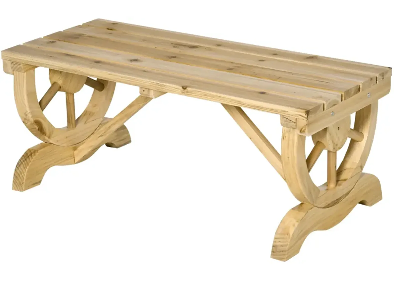 Natural Garden Seat: 2-Person Wagon Wheel Bench for Backyard