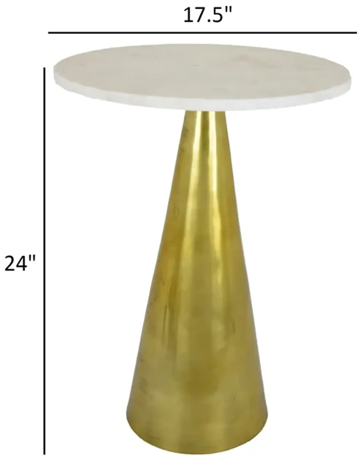 Modern Plant Stand Table, 18 Inch Round White Marble, Gold Metal Base - Benzara