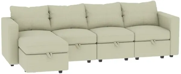 Modular 4-Seat Sectional Sofa with Wooden Frame and Chaise, Convertible Sofa with Pull-Out Bed, Available in Black, White, and Gray,109" L x 54.5" W x 34" H