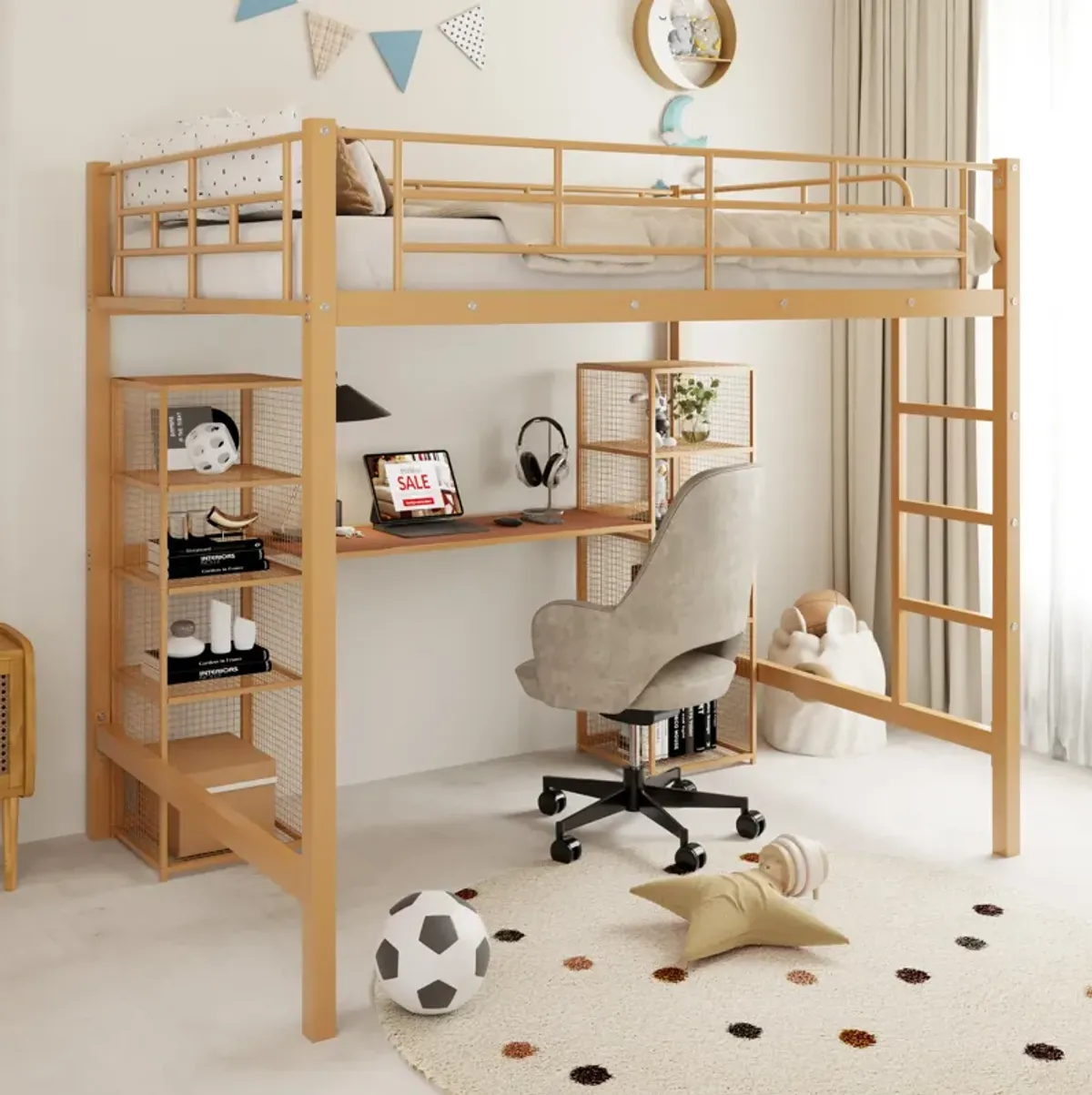 Merax Metal Loft Bed with Desk