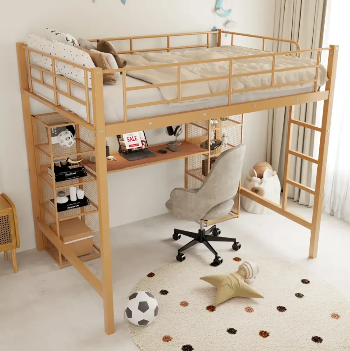 Merax Metal Loft Bed with Desk