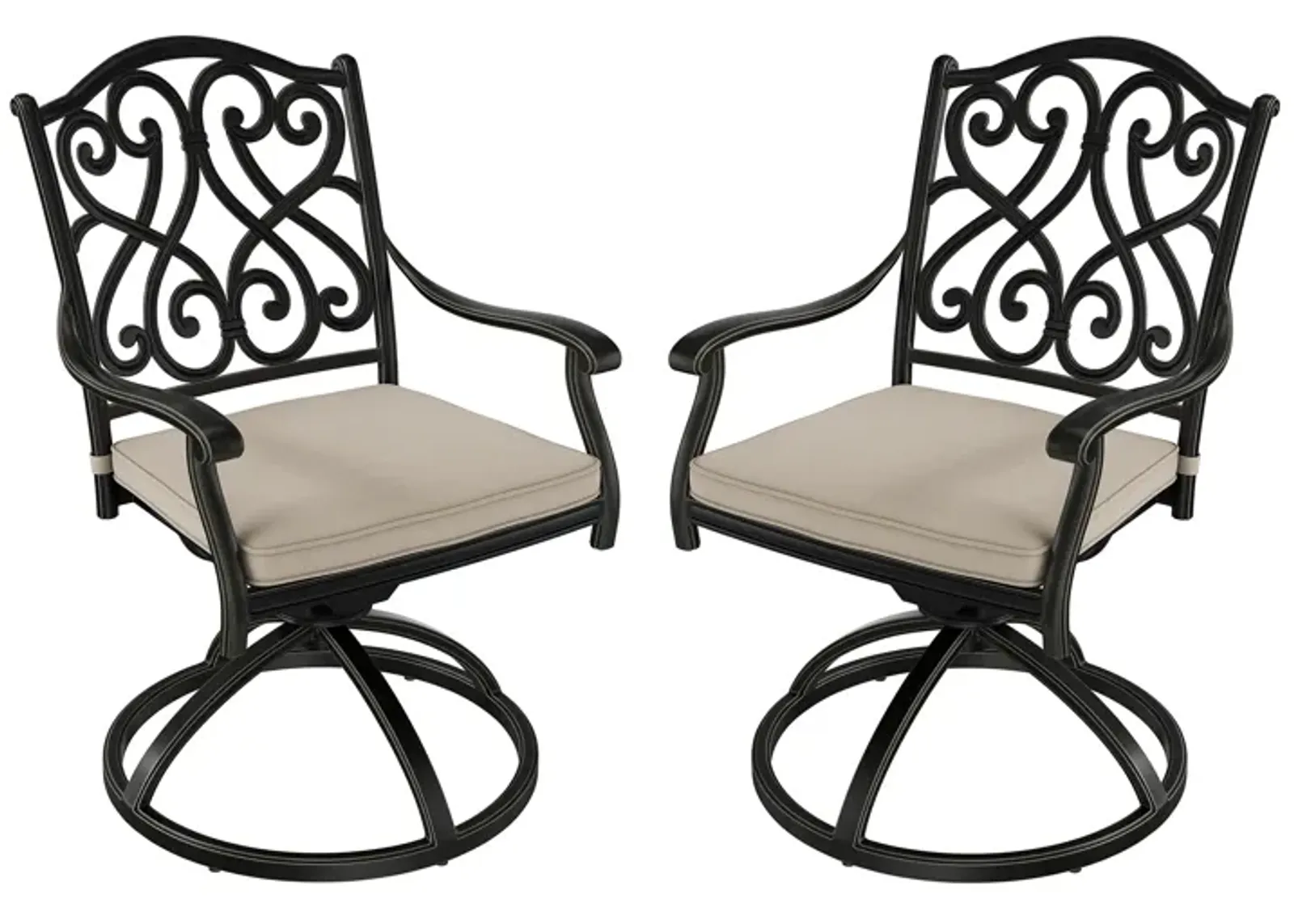 Mondawe 2-Piece Cast Aluminum Patio Dining Swivel Chair Set with Thick Olefin Cushions and 360� Rockers