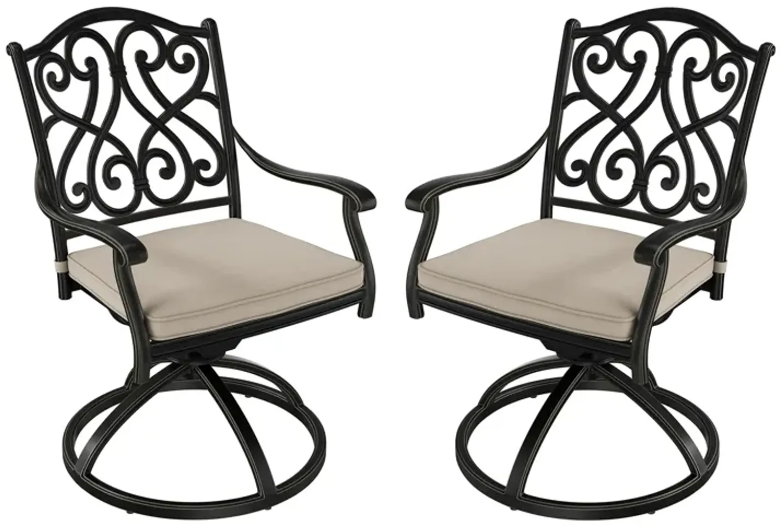 Mondawe 2-Piece Cast Aluminum Patio Dining Swivel Chair Set with Thick Olefin Cushions and 360� Rockers