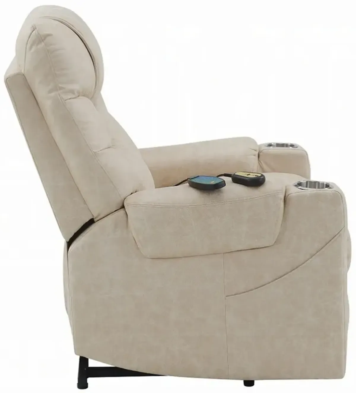 Aira Power Recliner Lift Chair with Heating Massage, Gray Faux Leather - Benzara