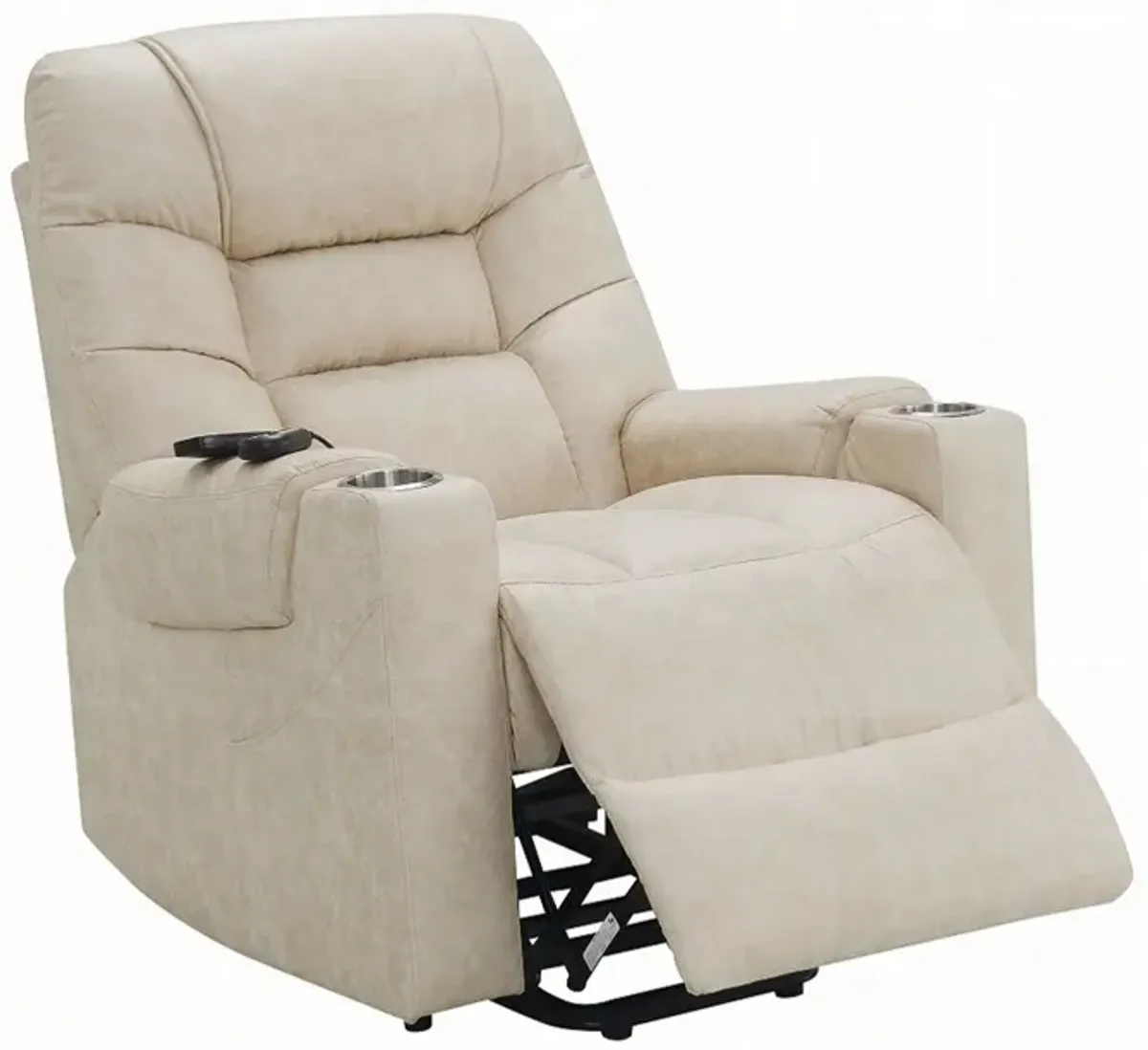 Aira Power Recliner Lift Chair with Heating Massage, Gray Faux Leather - Benzara