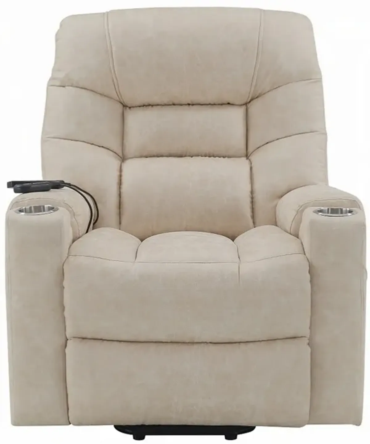 Aira Power Recliner Lift Chair with Heating Massage, Gray Faux Leather - Benzara