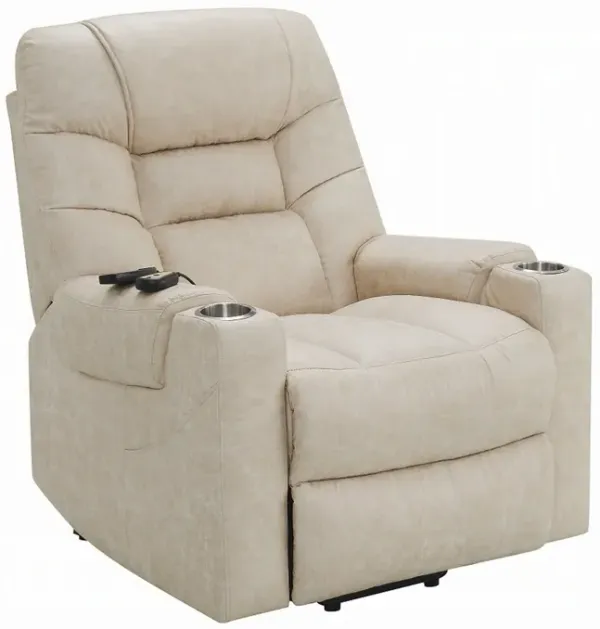 Aira Power Recliner Lift Chair with Heating Massage, Gray Faux Leather - Benzara