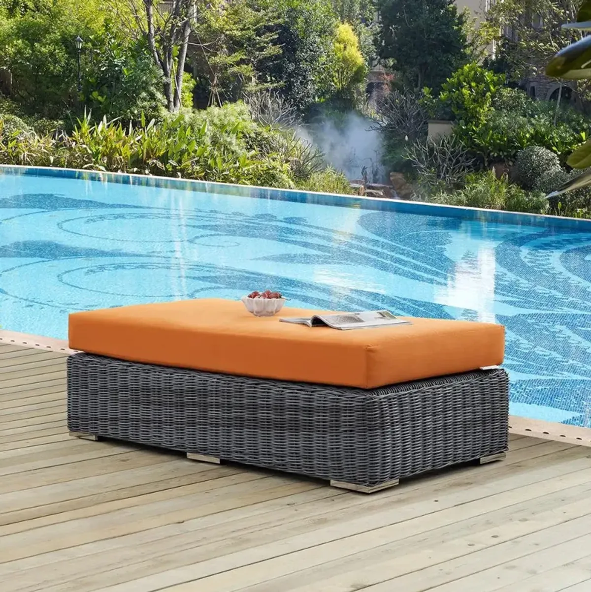 Modway Summon Outdoor Patio Sunbrella Rectangle Ottoman