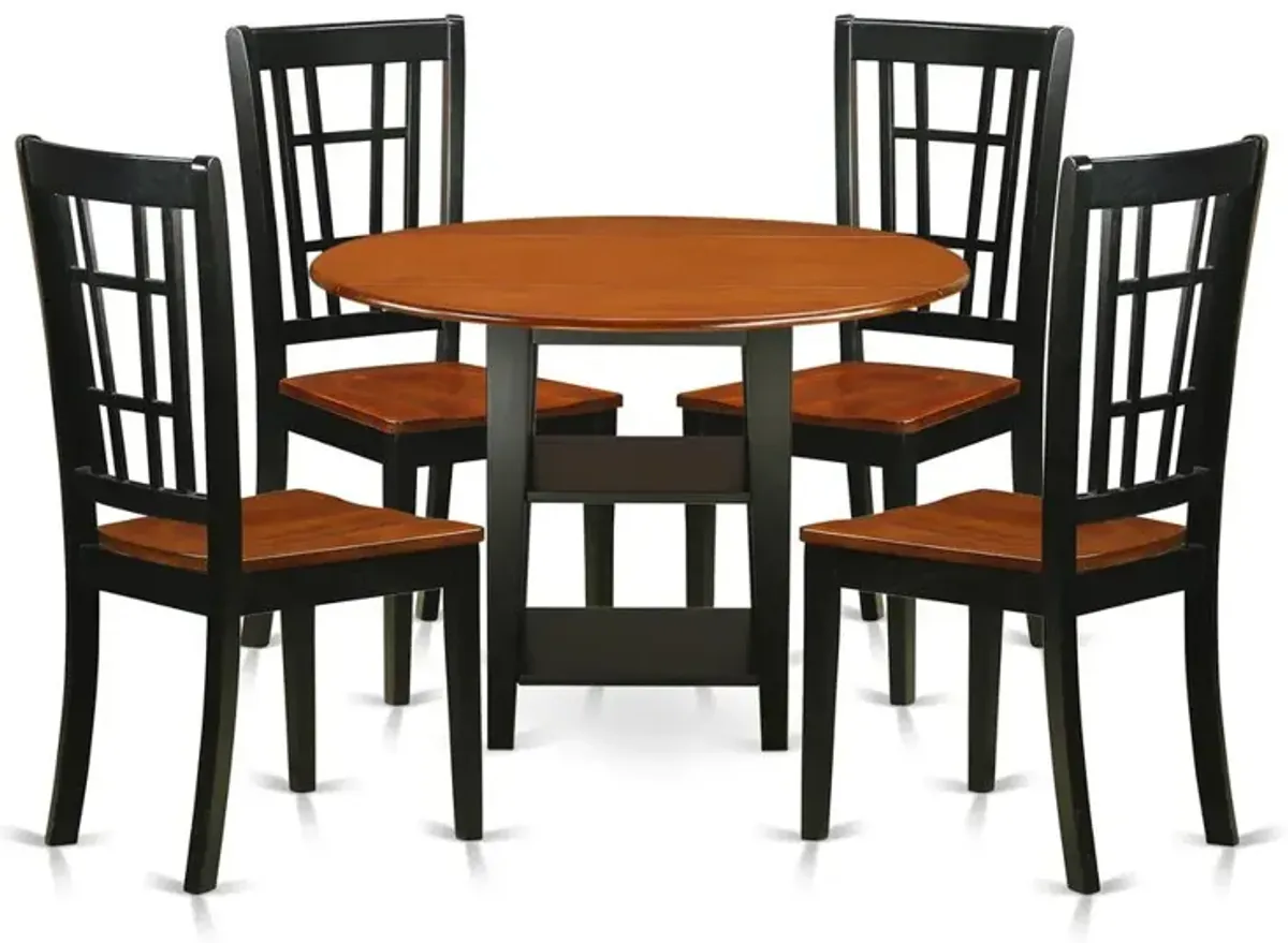 Dining Room Set Black & Cherry, SUNI5-BCH-W