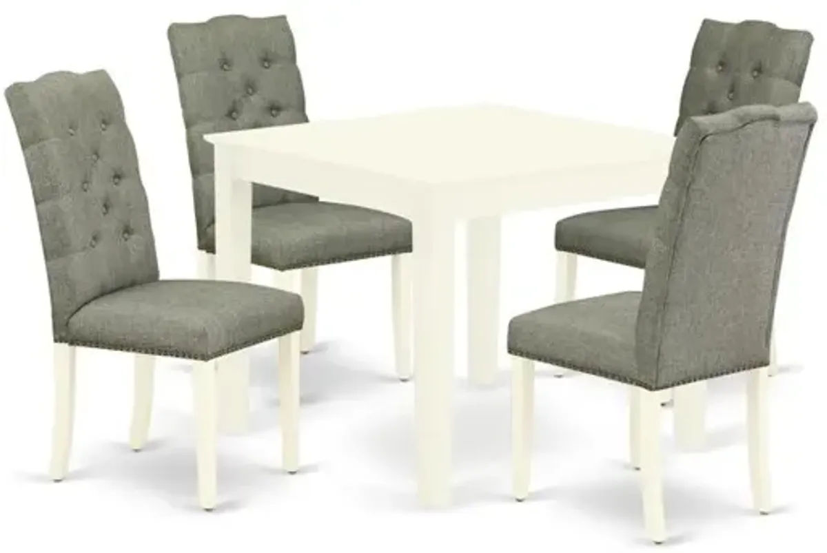 Dining Room Set Linen White, OXEL5-LWH-07