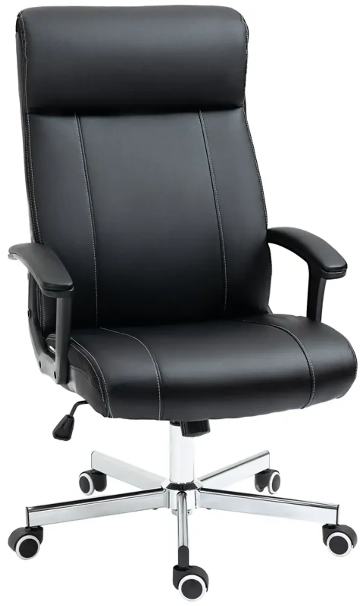 Black Office Seating: PU Leather Desk Chair with 360° Swivel & Adjustable Height