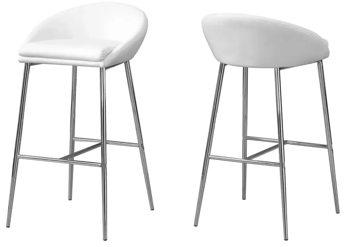 41" X 41" X 71.5" White Foam Metal Leather Look  Barstool Set Of 2