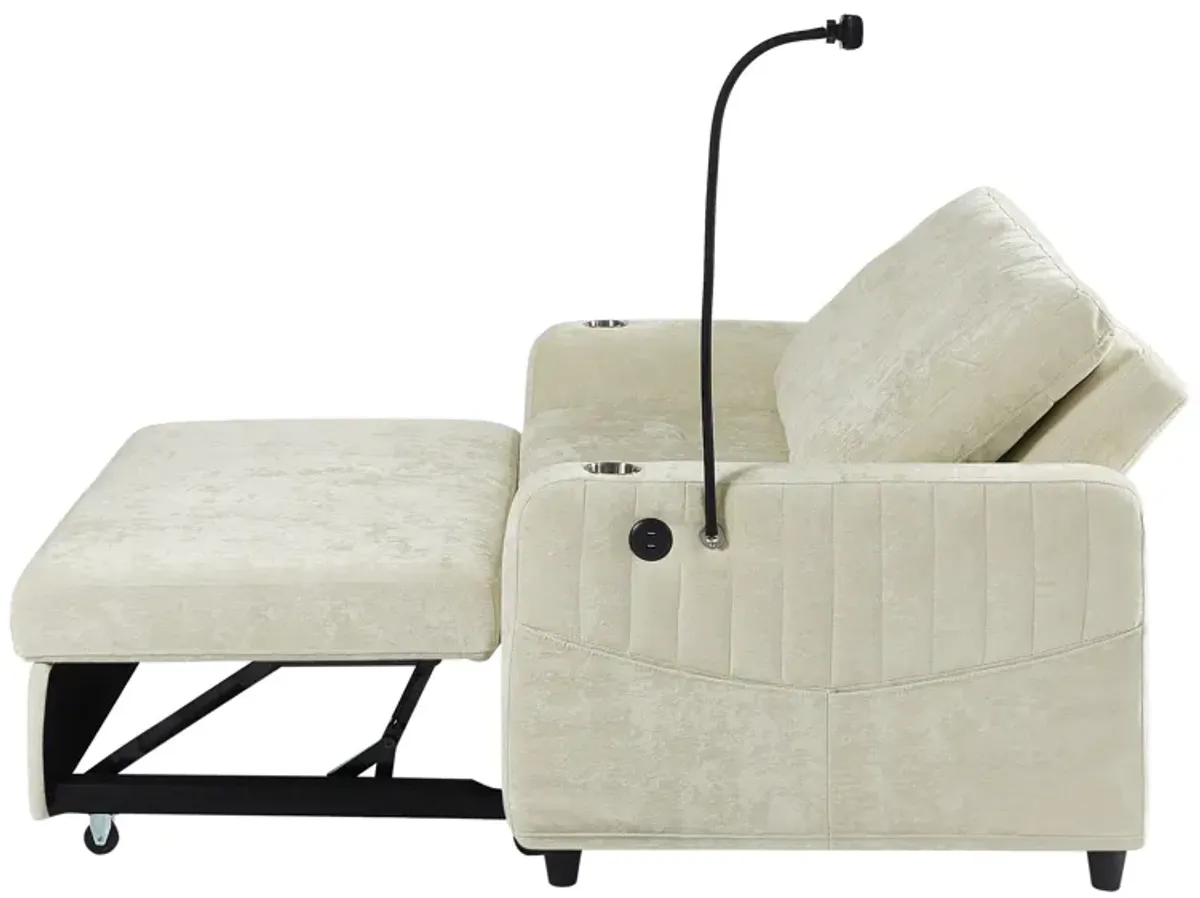 Merax Modern Loveseat Pull-out Sofa Bed with Cup Holders