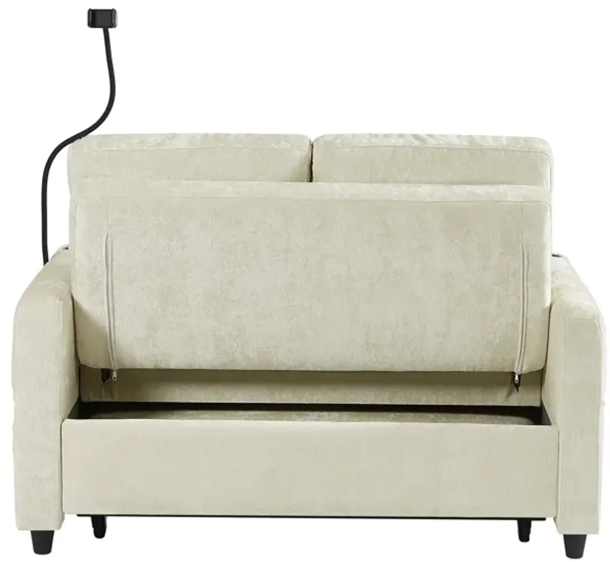 Merax Modern Loveseat Pull-out Sofa Bed with Cup Holders