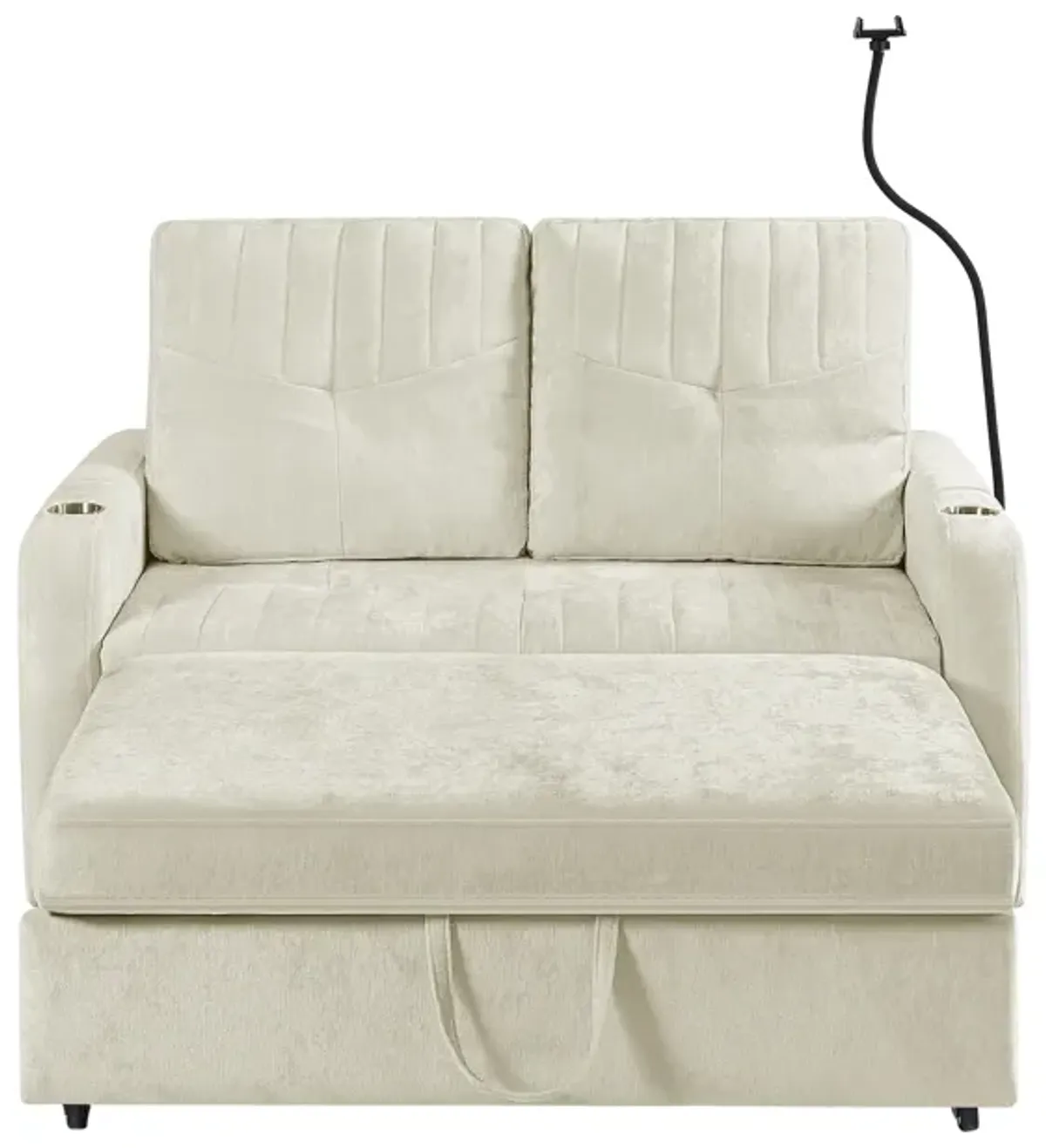 Merax Modern Loveseat Pull-out Sofa Bed with Cup Holders