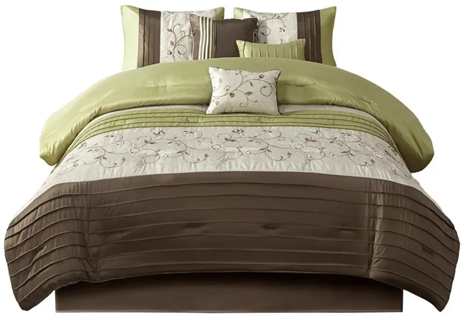 Gracie Mills Rogelio 7-Piece Transitional Embroidered Comforter Set