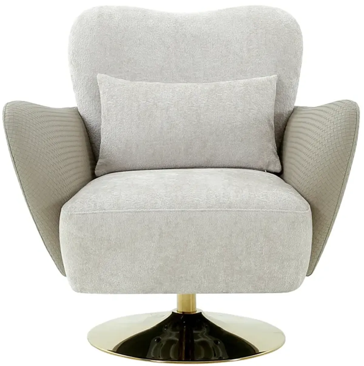 Pasargad Home Mercer Swivel Base Lounge Chair, Beige/Gold